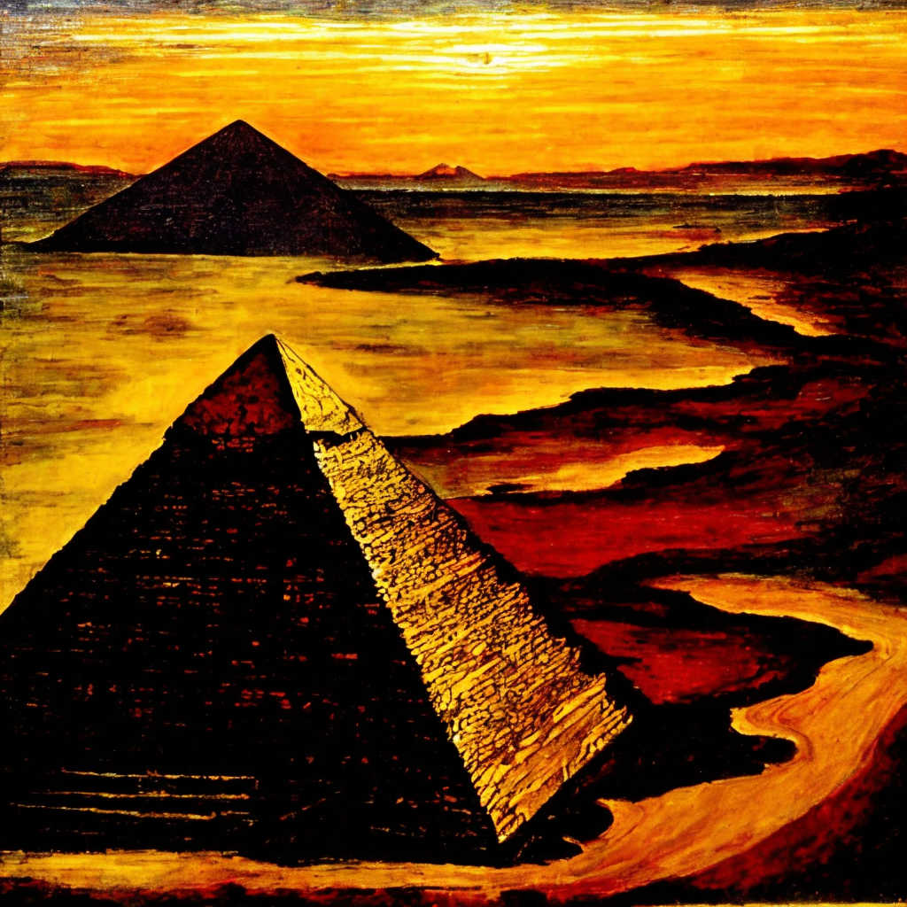 Great Pyramid Edward Burne Jones style