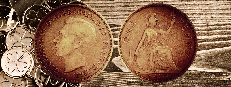 Lucky coins — old British pennies
