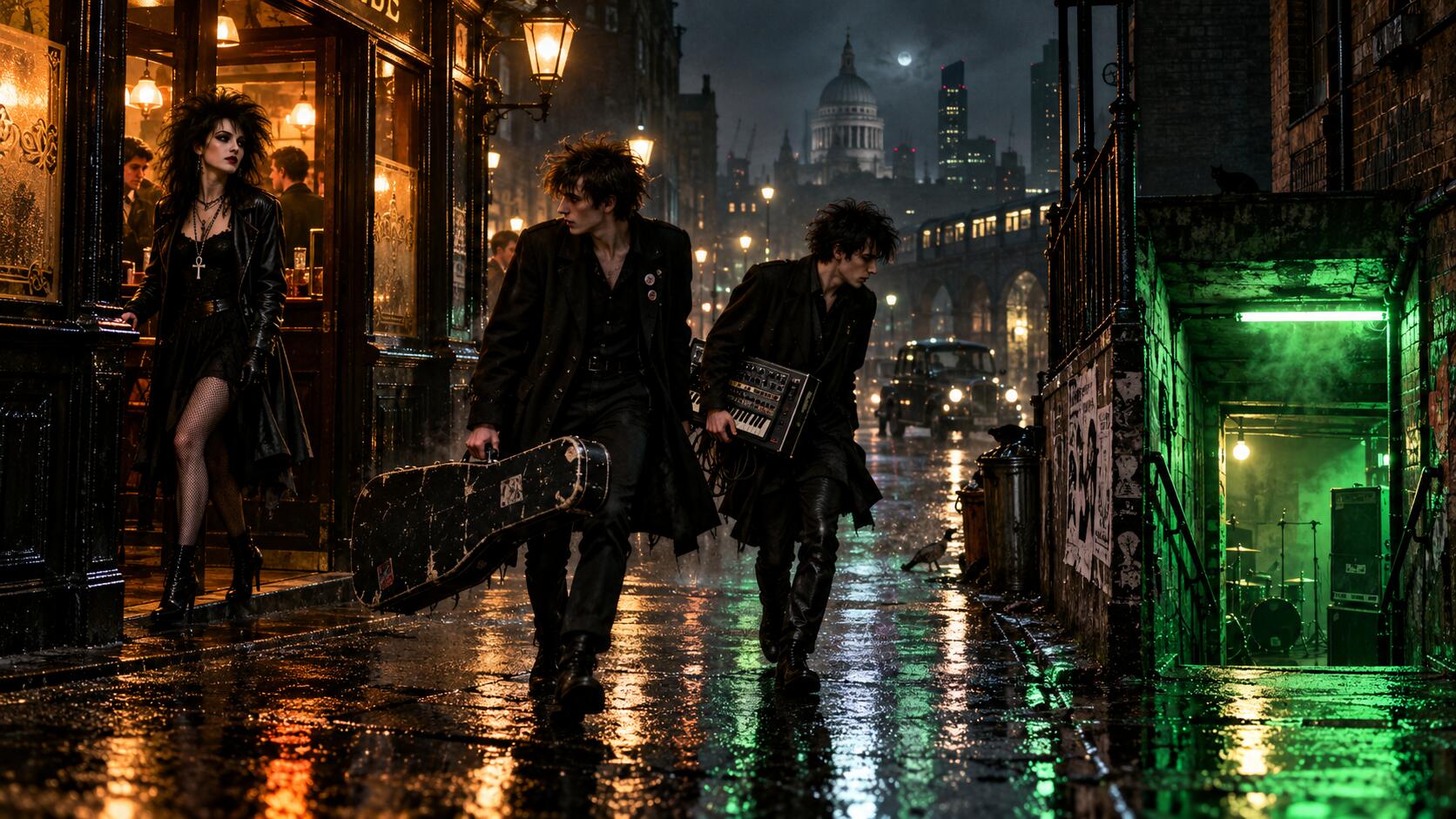 Rainy neon post punk London
